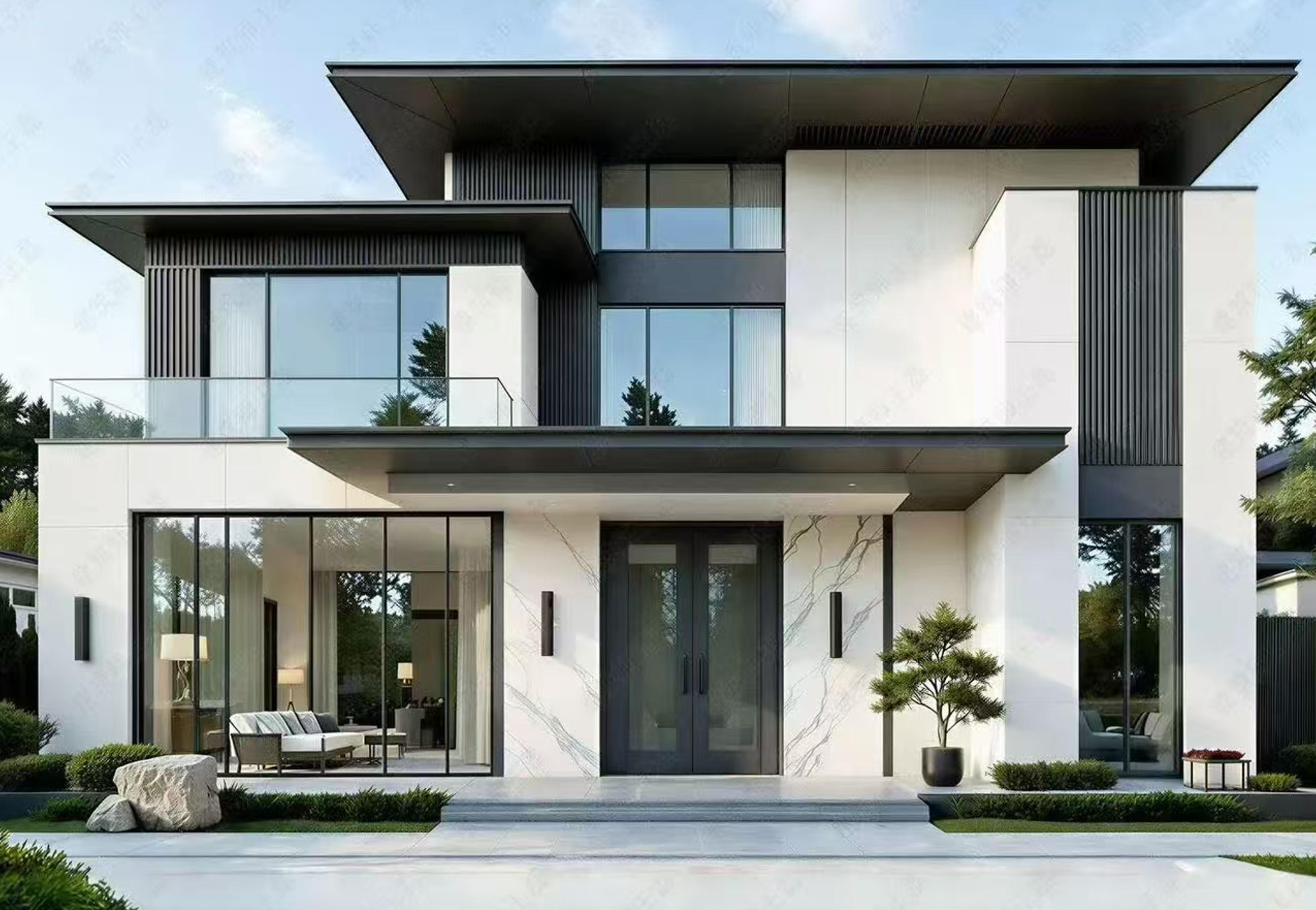 现代极简风格的三层农村自建房(图文)